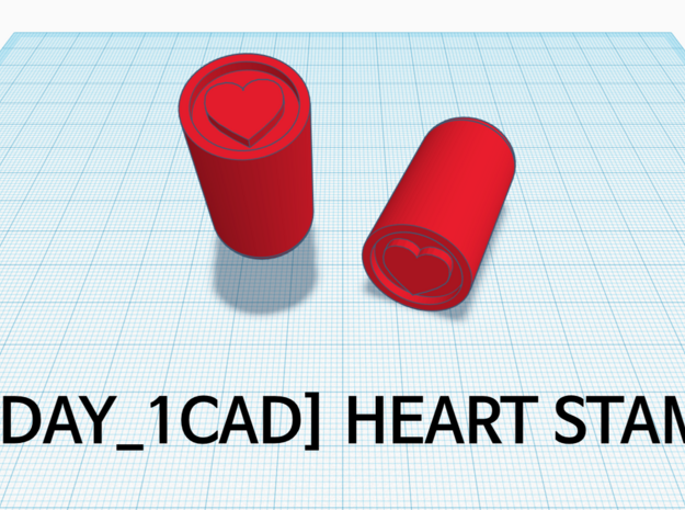 [1DAY_1CAD] HEART STAMP in Red Processed Versatile Plastic