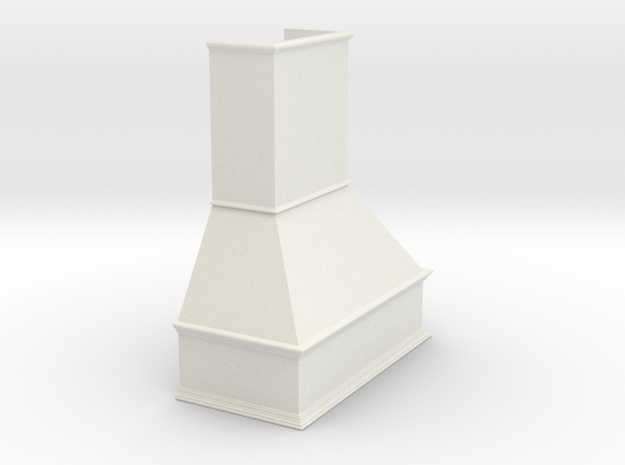 Miniature Chimney Hood 1:24 Scale in White Natural Versatile Plastic