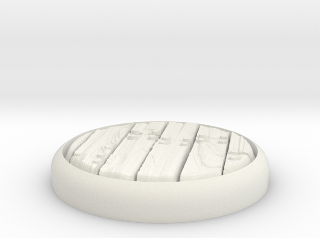 Planks  1" Circular Miniature Base Plate in White Natural Versatile Plastic