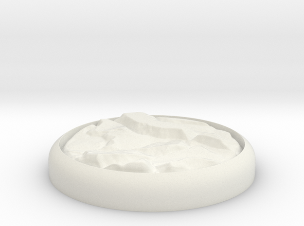 Rocky 1" Circular Miniature Base Plate in White Natural Versatile Plastic