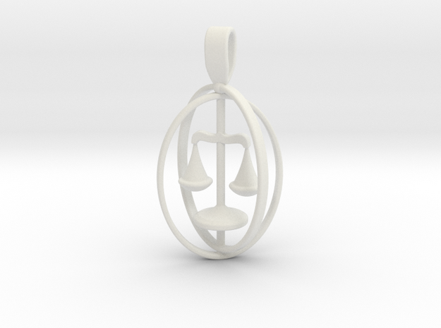 Libra Birthsign Pendant  in White Natural Versatile Plastic