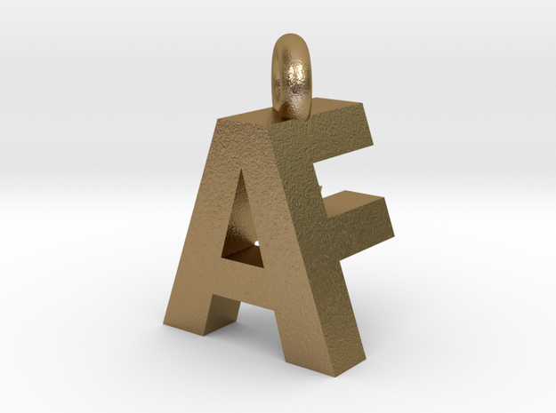 AF pendant top in Polished Gold Steel