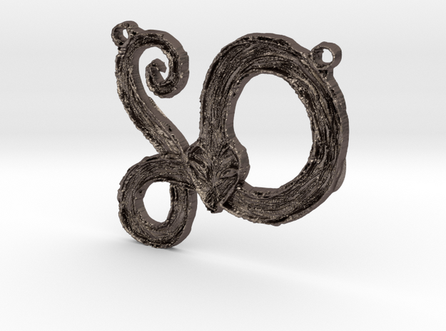 :Serpent Coil: Pendant in Polished Bronzed Silver Steel