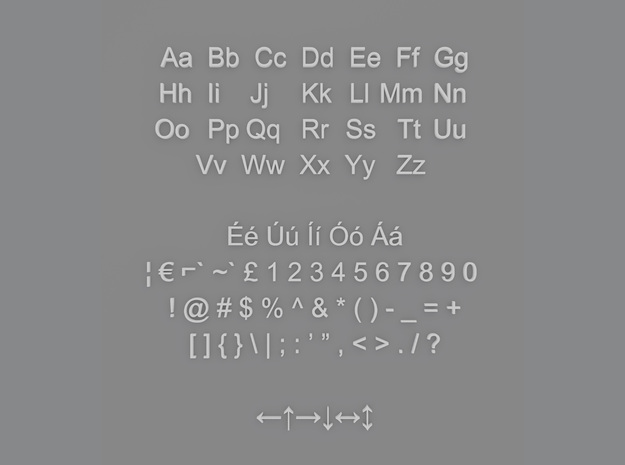 Alphanumeric Arial Characters in Smooth Fine Detail Plastic