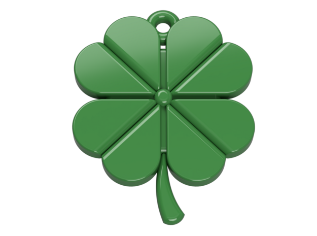 Pendant for Luck -- Four Leaf Clover in Green Processed Versatile Plastic