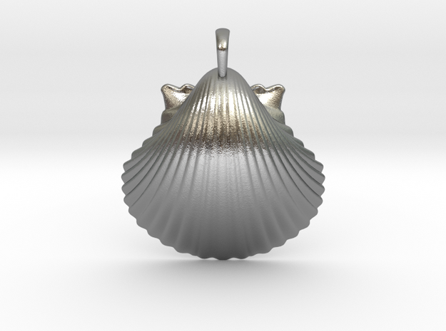 Scallop Shell in Natural Silver