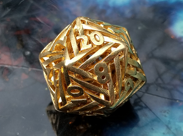 Helix d20 Mini in Natural Brass