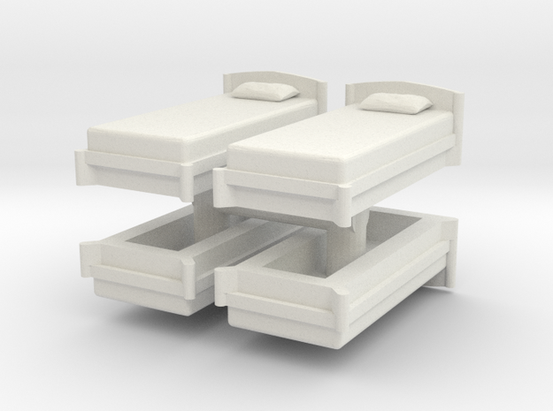 Single Bed (x4) 1/72 in White Natural Versatile Plastic
