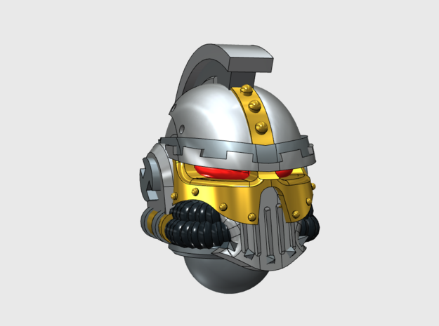 10x Base - Crested Iron Skull Helmets in Tan Fine Detail Plastic