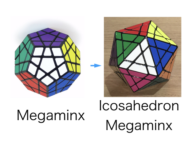 Icosahedron Megaminx modified from Megaminx in White Natural Versatile Plastic