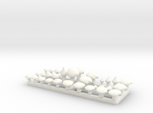 Mushrooms miniature in White Processed Versatile Plastic