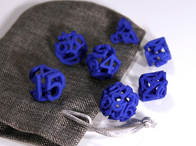 Hollow Dice in Blue Processed Versatile Plastic: Polyhedral Set