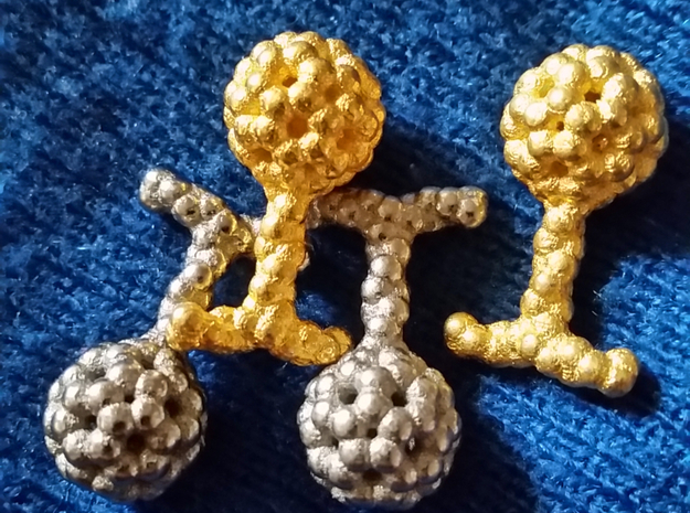 Bucky Ball Cuff Links in Polished Gold Steel