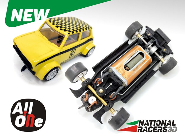 3D Chassis - SCALEXTRIC MlNl CLUBMAN (Inline-AiO) in Black Natural Versatile Plastic