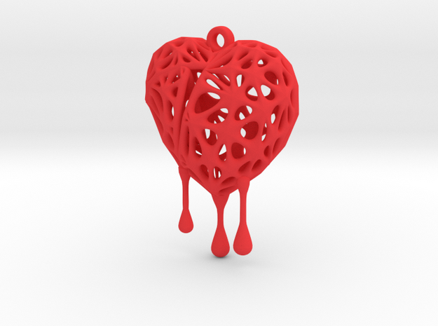 Bleeding Heart Earring (Small001) in Red Processed Versatile Plastic