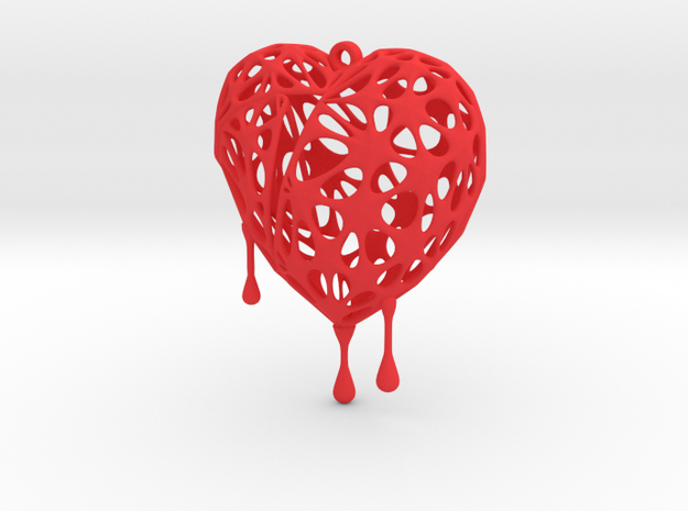 Bleeding Heart Earring (Large001) in Red Processed Versatile Plastic
