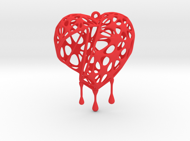 Open Heart Earring (Large001) in Red Processed Versatile Plastic