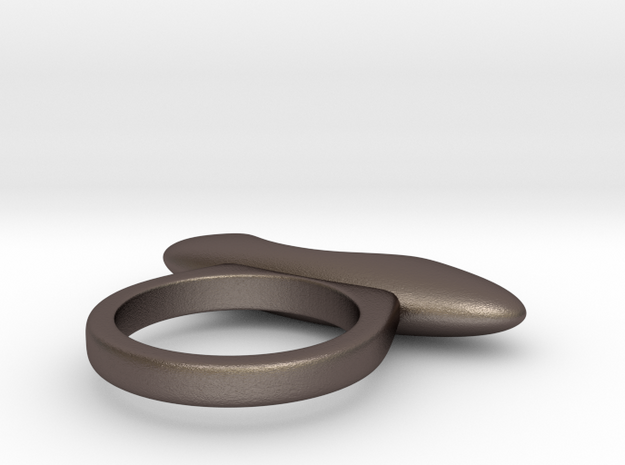 RING PEBBLE V4 indent in Polished Bronzed-Silver Steel