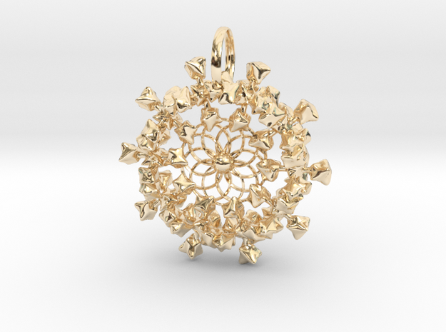FLOWER NUGGET CLUSTER PENDANT in 14k Gold Plated Brass