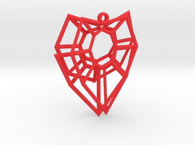 Henneberg Surface Heart Earring (002) in Red Processed Versatile Plastic