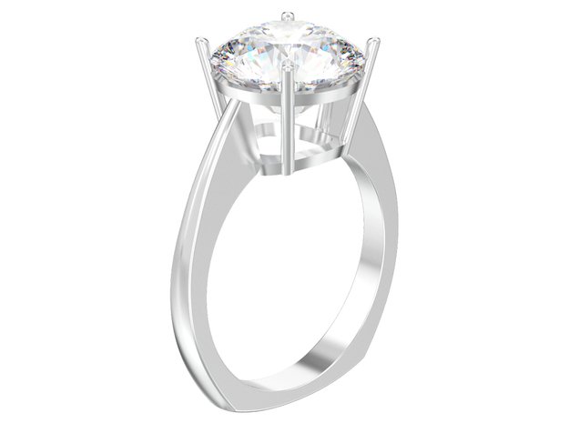 simple solitaire ring with one gemstone  in Polished Silver