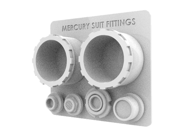 Project Mercury Suit Fittings 1/6 Scale in White Natural Versatile Plastic