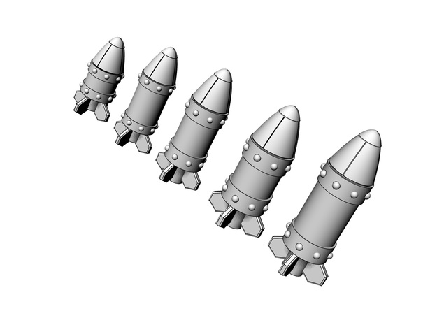 Space Orks Assorted Missles Type 01 in Tan Fine Detail Plastic