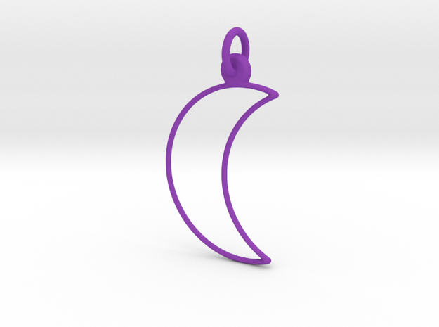 Moon Pendant - Keychain in Purple Processed Versatile Plastic
