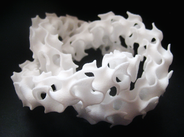 Trefoil Knot with Gyroid in White Natural Versatile Plastic