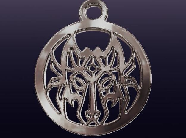 Tribal Wolf Medallion Pendant in Polished Bronzed-Silver Steel