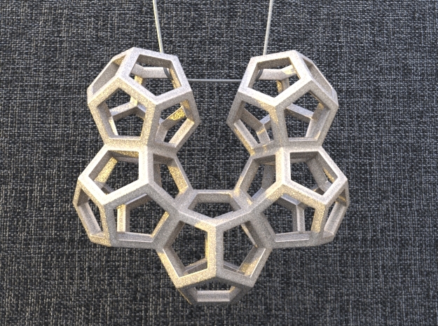 Dodecahedron Pendant Type B in White Natural Versatile Plastic: Medium
