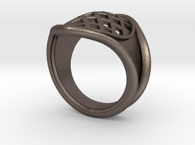 Men Steel Ring in Polished Bronzed-Silver Steel: 8 / 56.75