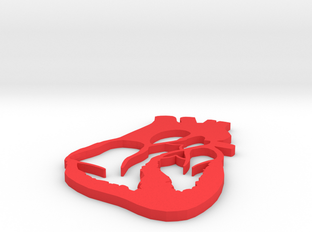 Heart Pendant in Red Processed Versatile Plastic