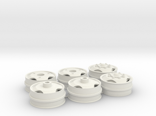 Wheel rims 40x16mm with triangle holes in White Natural Versatile Plastic
