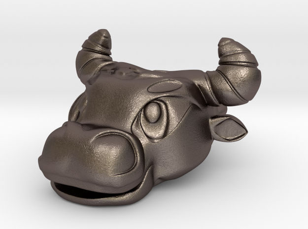 bull head 30p in Polished Bronzed-Silver Steel