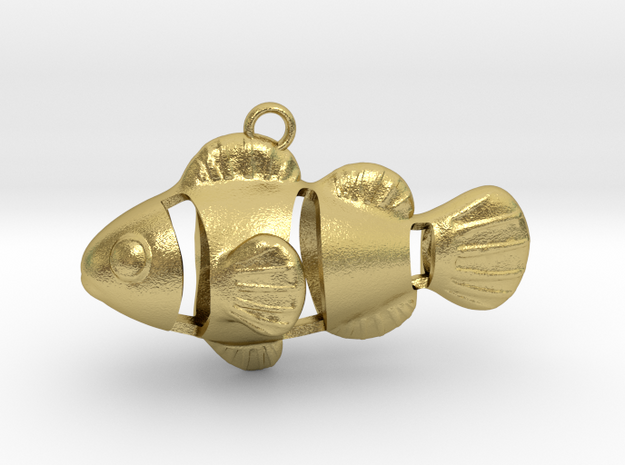 Clown Fish Pendant in Natural Brass