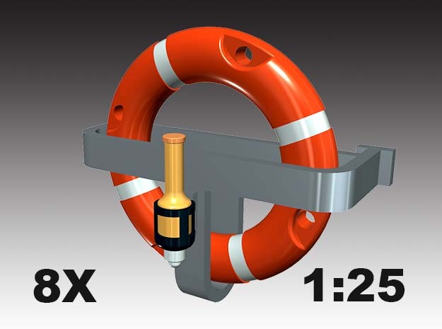 Life ring buoy 75 cm - 1:25 - 8X in White Natural Versatile Plastic