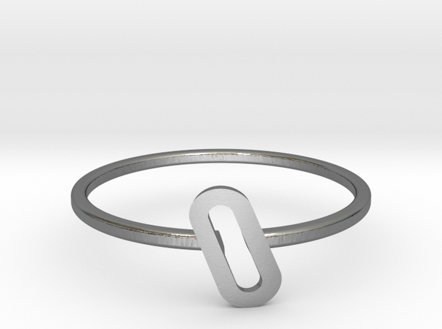 Letter O Ring in Polished Silver: 7 / 54
