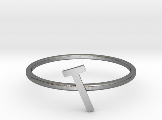 Letter T Ring in Polished Silver: 7 / 54