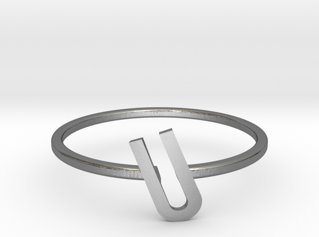 Letter U Ring in Polished Silver: 7 / 54