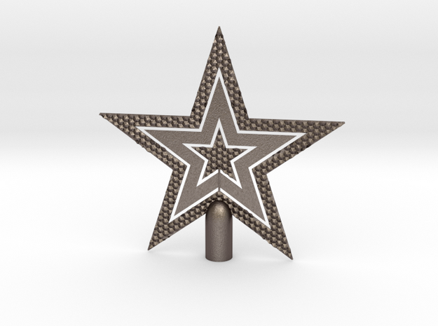 Star Glisten Tree Topper - Large 24cm 9½" in Polished Bronzed-Silver Steel