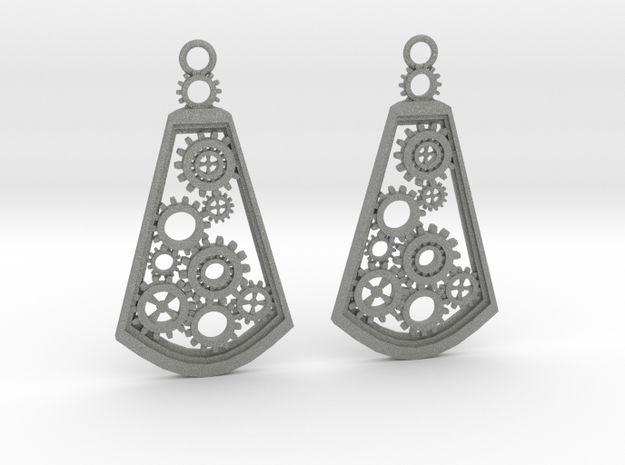 Steampunk earrings in Gray PA12: Medium