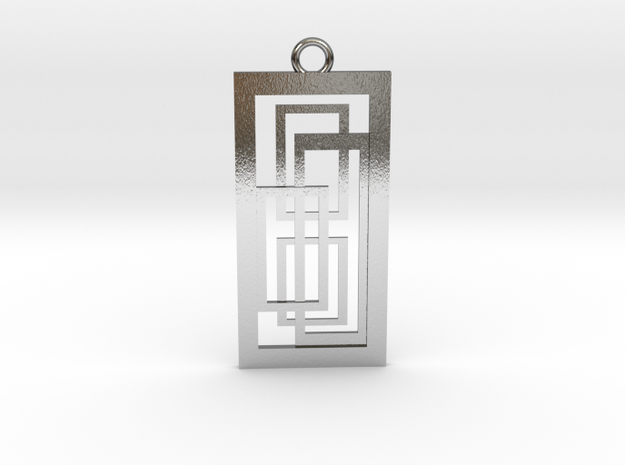 Geometrical pendant no.2 metal in Polished Silver: Medium