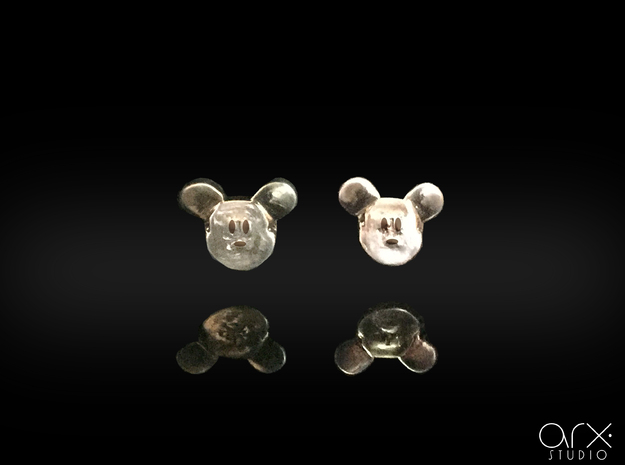 Mickey Mouse Earrings in Polished Silver: Small