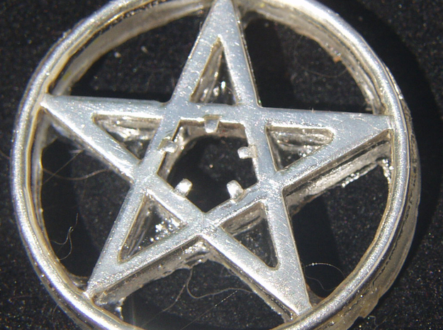 Light up pentacle necklace (front) in Polished Silver
