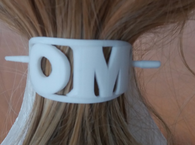 OM Personalized Oval Hair Stick Barrete 54x30mm in White Natural Versatile Plastic