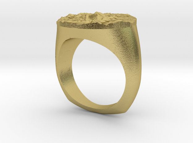 SIZE 7 MT EVEREST TOPOGRAPHICAL RING in Natural Brass