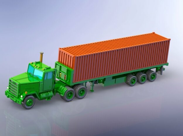 M915 Tractor w. M872 Semitrailer & Container 1/200 in Tan Fine Detail Plastic