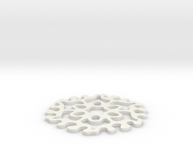 Drink Coaster - Jigsaw-Interlocking- Ovals Pattern in White Natural Versatile Plastic