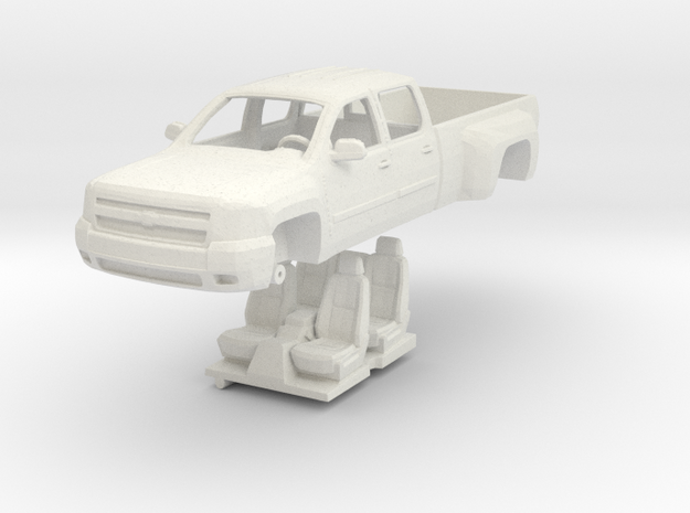 1:64 Chevy Silverado Crew Cab Dually in White Natural Versatile Plastic